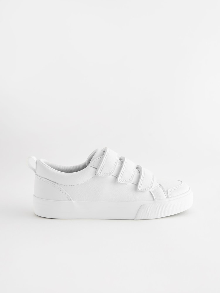 White Wide Fit (G) 3 Strap Touch Fastening Trainers - Image 2 of 6