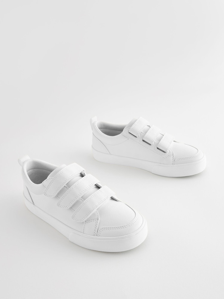 White Standard Fit (F) 3 Strap Touch Fastening Trainers - Image 1 of 6