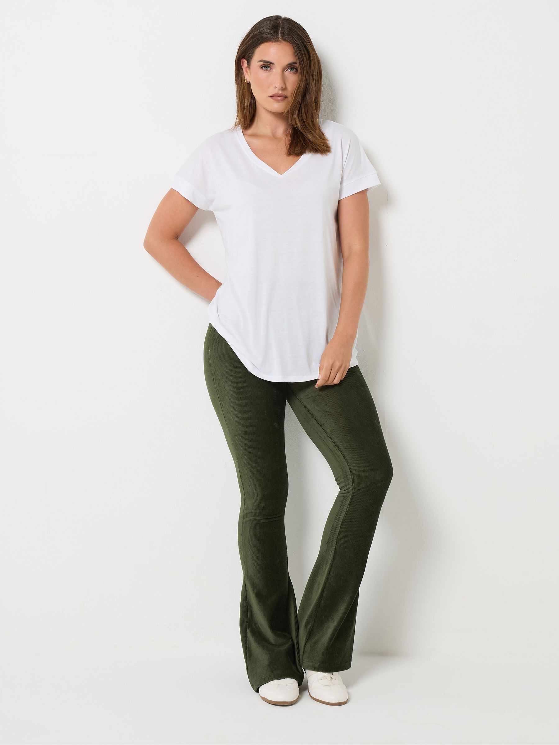 Long Tall Sally Women's Dark Olive Tall Cord Kick Flare Leggings In | Size: 24XL - Image 2