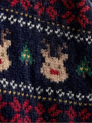 JoJo Maman Bébé Burgundy Reindeer Christmas Fairisle Collared Cardigan - Image 6 of 6