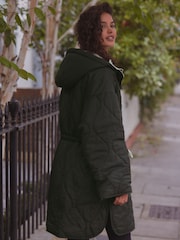 Black Reversible Shower Resistant Hooded Quilted Coat - Image 3 of 9