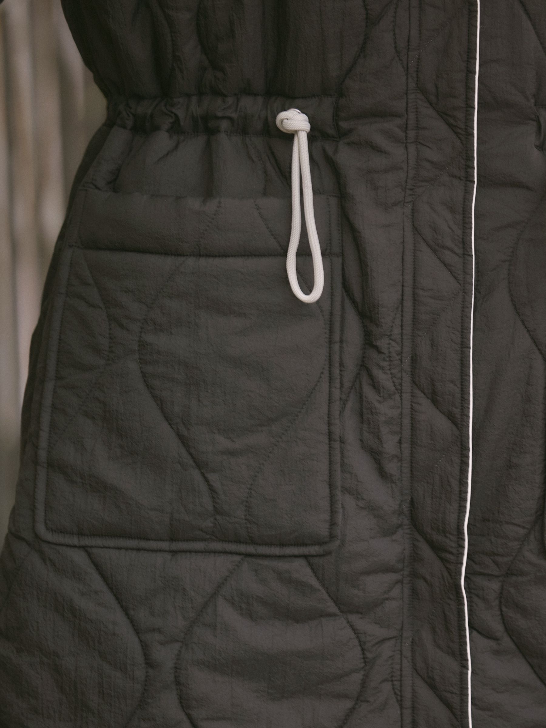 Black Showerproof Quilted Patch Pocket Jacket
