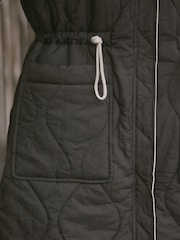 Black Reversible Shower Resistant Hooded Quilted Coat - Image 7 of 9