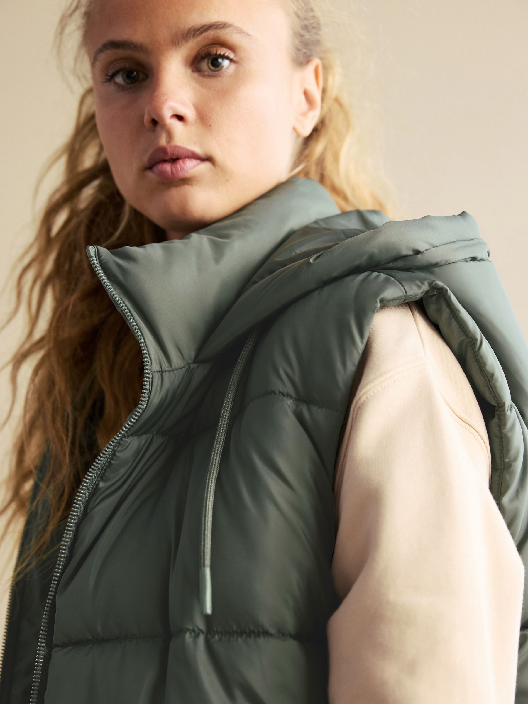 Buy Khaki Green Short Shower Resistant Padded Gilet from
