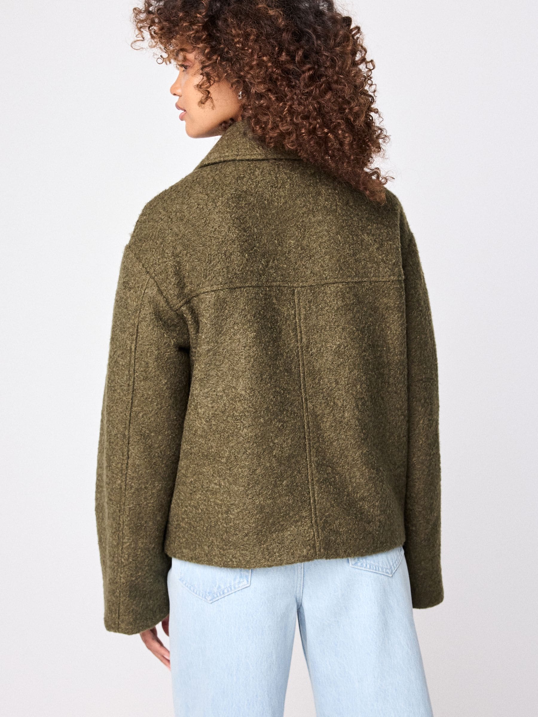 Buy Olive Green Zip Through Short Textured Jacket from Next Luxembourg