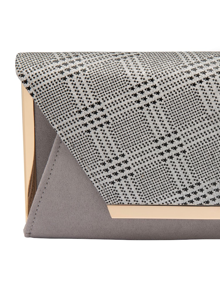 Lotus Silver Gold Clutch Bag with Chain - Image 4 of 4