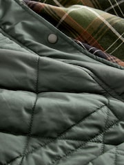 Khaki Green Quilted Corduroy Collar Shower Resistant Jacket - Image 4 of 4