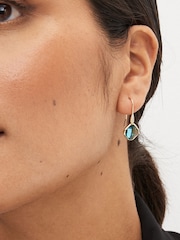Gold Tone Sparkle Diamond Drop Pull Through Earrings - Image 1 of 4
