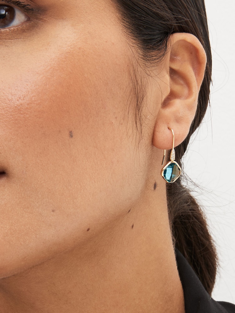 Gold Tone Sparkle Diamond Drop Pull Through Earrings - Image 1 of 4 Gold Tone Sparkle Diamond Drop Pull Through Earrings - Image 1 of 4