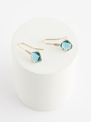 Gold Tone Sparkle Diamond Drop Pull Through Earrings - Image 4 of 4