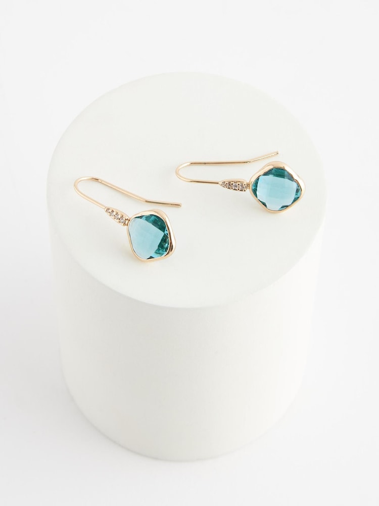 Gold Tone Sparkle Diamond Drop Pull Through Earrings - Image 4 of 4 Gold Tone Sparkle Diamond Drop Pull Through Earrings - Image 4 of 4