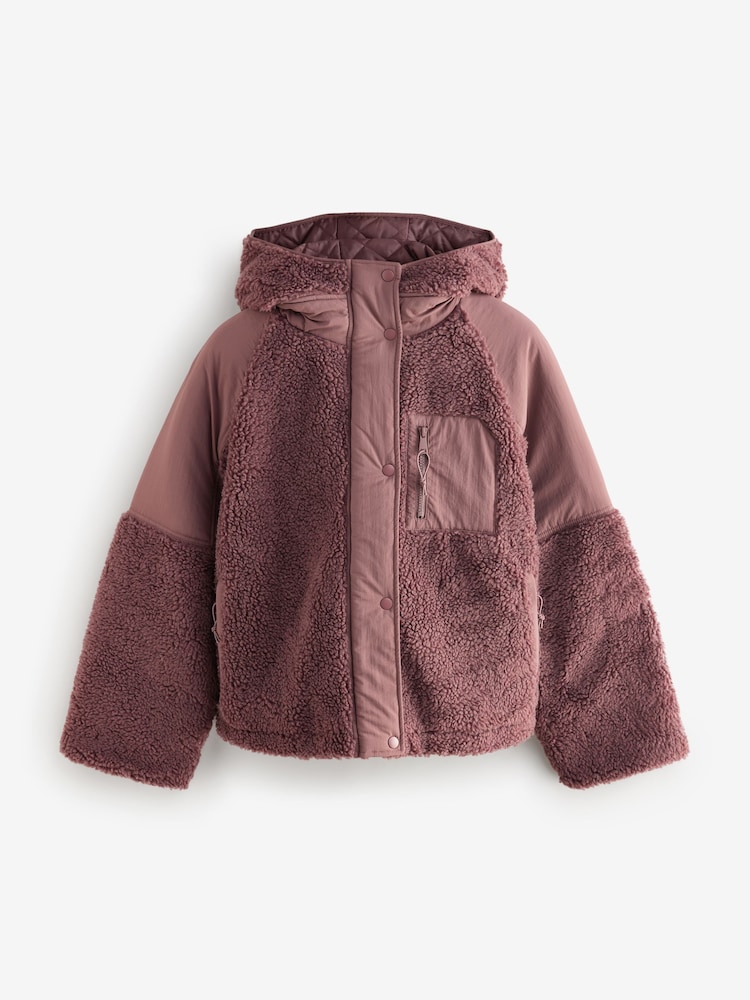 Buy Rose Pink Teddy Borg Jacket from Next Oman