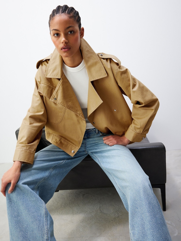 Camel Cropped Trench - Image 1 of 7
