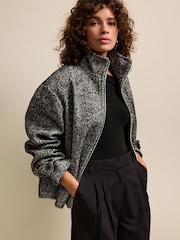 Black/White Funnel Neck Jacket - Image 1 of 9
