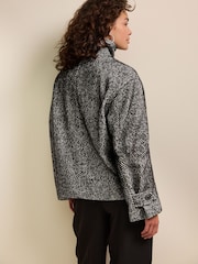 Black/White Funnel Neck Jacket - Image 4 of 9