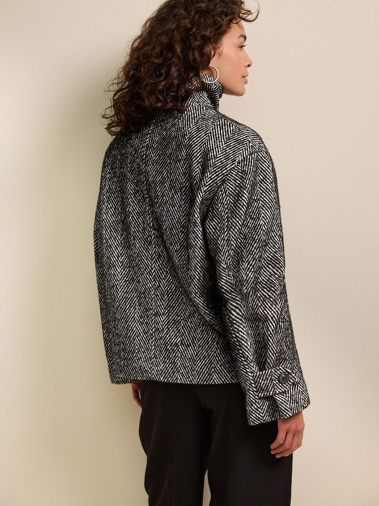 Black/White Funnel Neck Jacket - Image 4 of 9