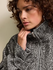 Black/White Funnel Neck Jacket - Image 5 of 9