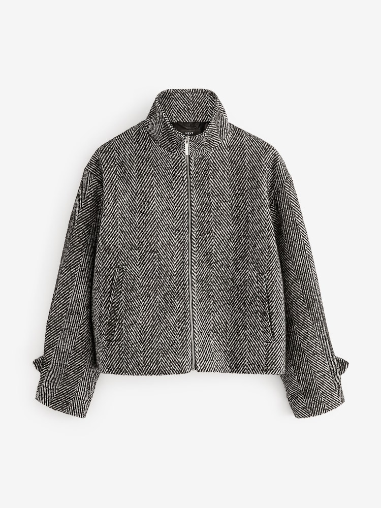 Black/White Funnel Neck Jacket - Image 6 of 9