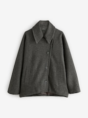 Charcoal Grey Asymetric Button Cape Coat - Image 5 of 7