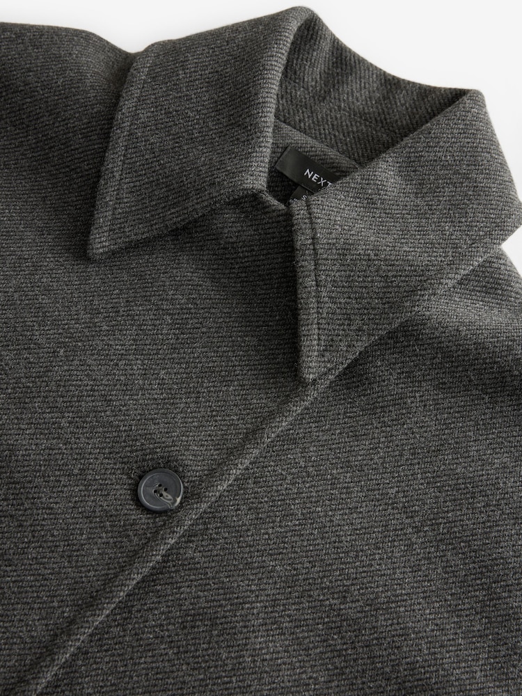Charcoal Grey Asymetric Button Cape Coat - Image 7 of 7