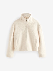 Ecru Cream Textured Funnel Neck Jacket - Image 6 of 8