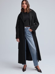 Black Long Belted Maxi Coat - Image 1 of 7