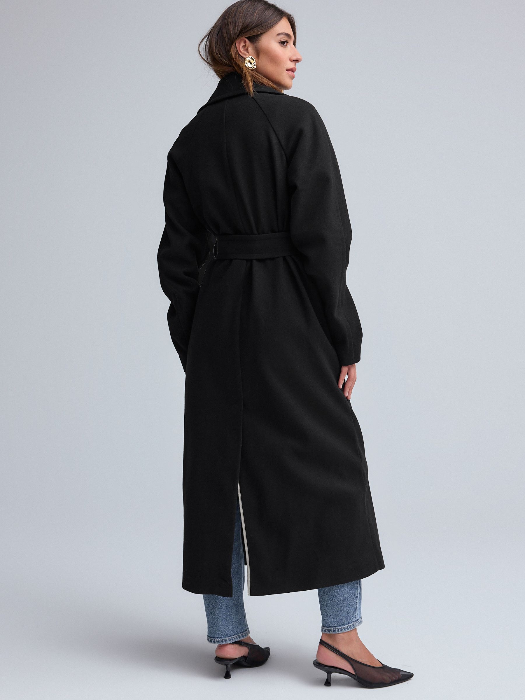 Buy Black Long Belted Maxi Coat from Next USA