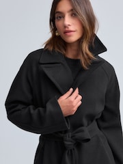Black Long Belted Maxi Coat - Image 4 of 7