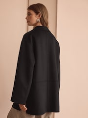 Black Premium Handsewn Wool Blend Blazer Coat - Image 3 of 6
