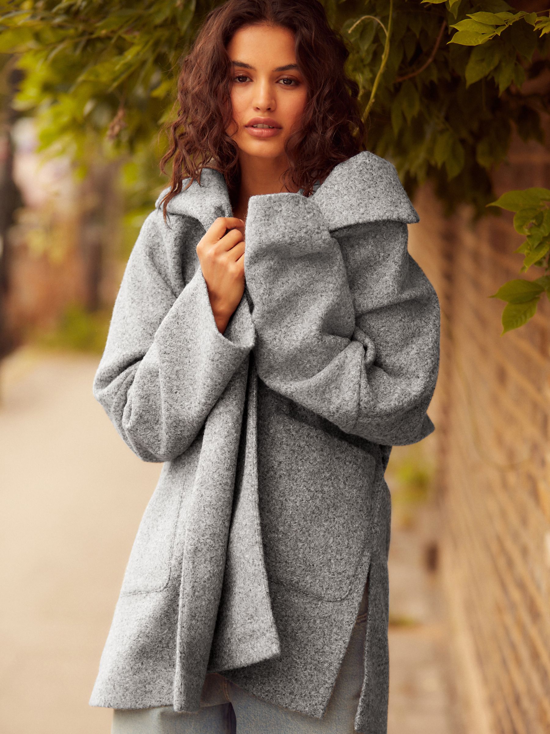Womens grey coatigan top