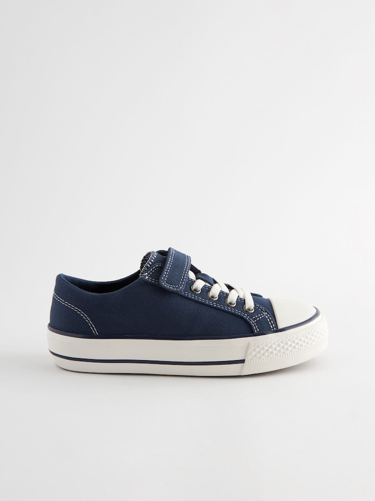 Navy Blue 1 Strap Elastic Lace Trainers - Image 2 of 6