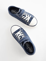 Navy Blue 1 Strap Elastic Lace Trainers - Image 4 of 6