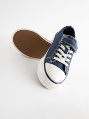 Navy Blue 1 Strap Elastic Lace Trainers - Image 5 of 6