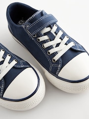 Navy Blue 1 Strap Elastic Lace Trainers - Image 6 of 6