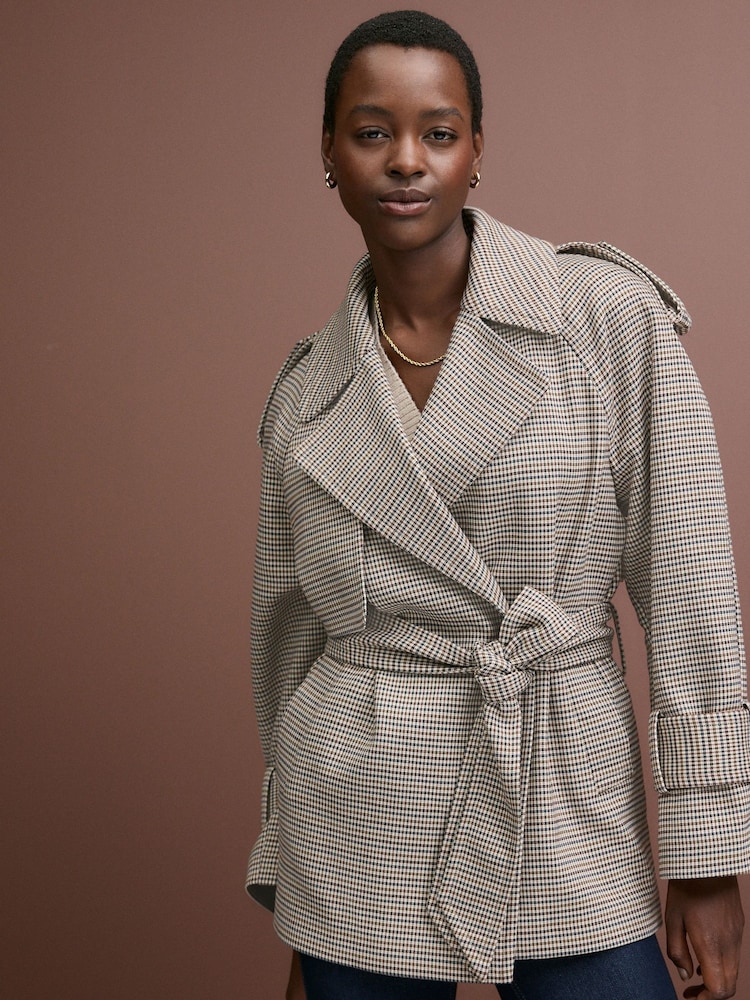 Heritage Check Short Wrap Trench Coat - Image 1 of 8
