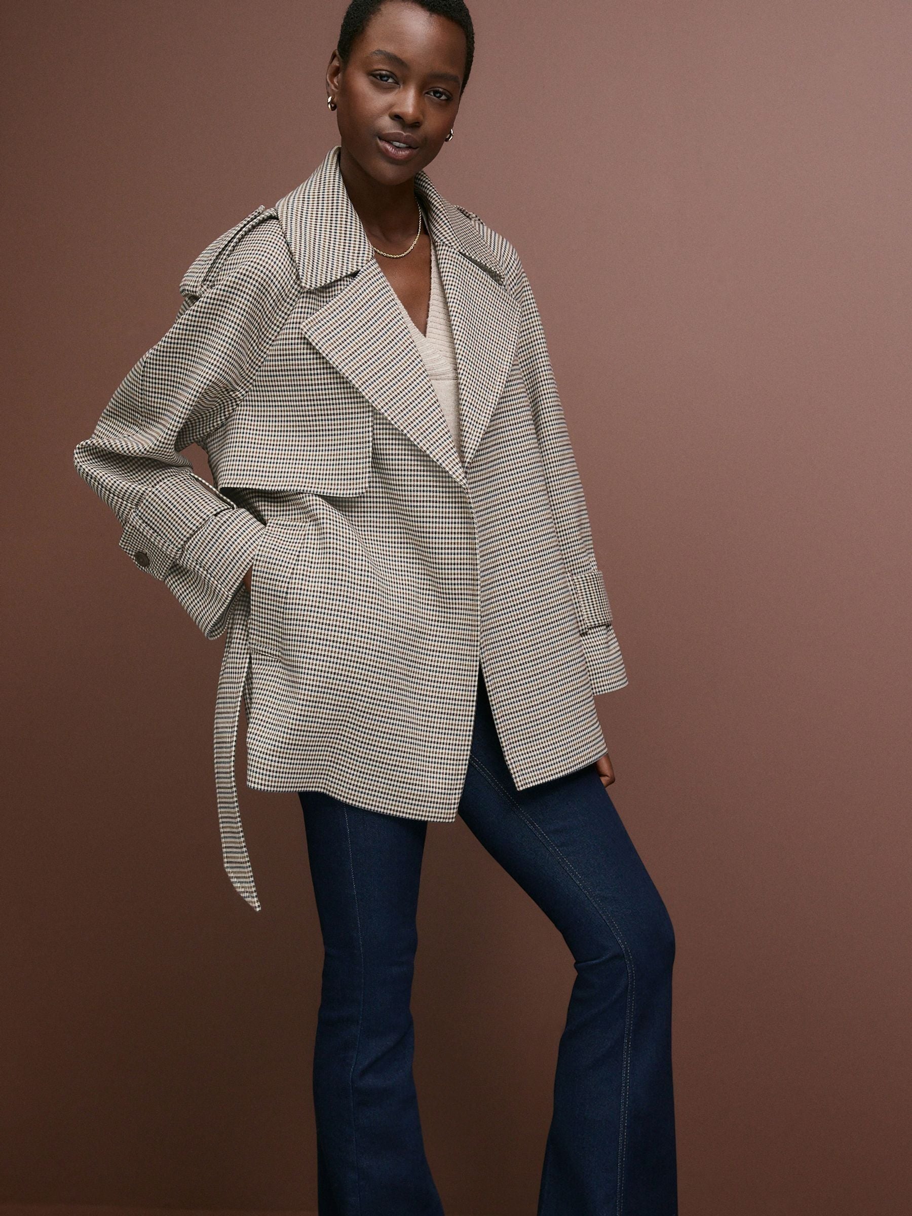Buy Heritage Check Short Wrap Trench Coat from Next Italy