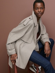 Heritage Check Short Wrap Trench Coat - Image 3 of 8