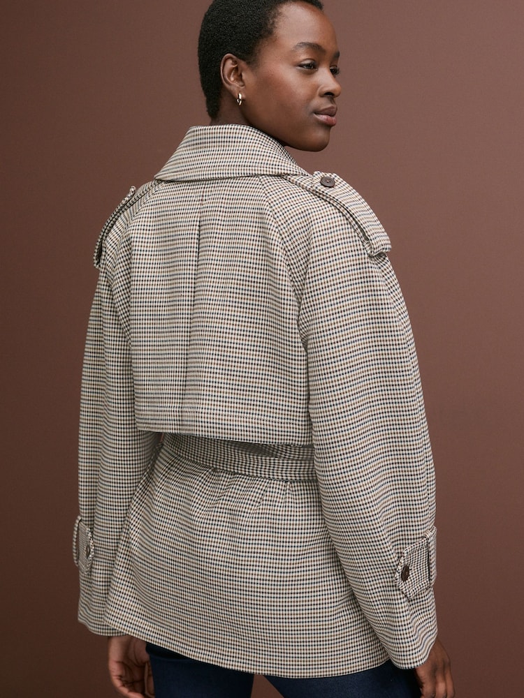 Heritage Check Short Wrap Trench Coat - Image 4 of 8