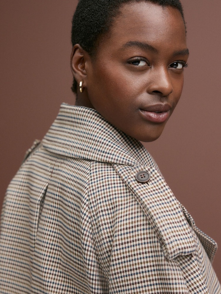 Heritage Check Short Wrap Trench Coat - Image 5 of 8