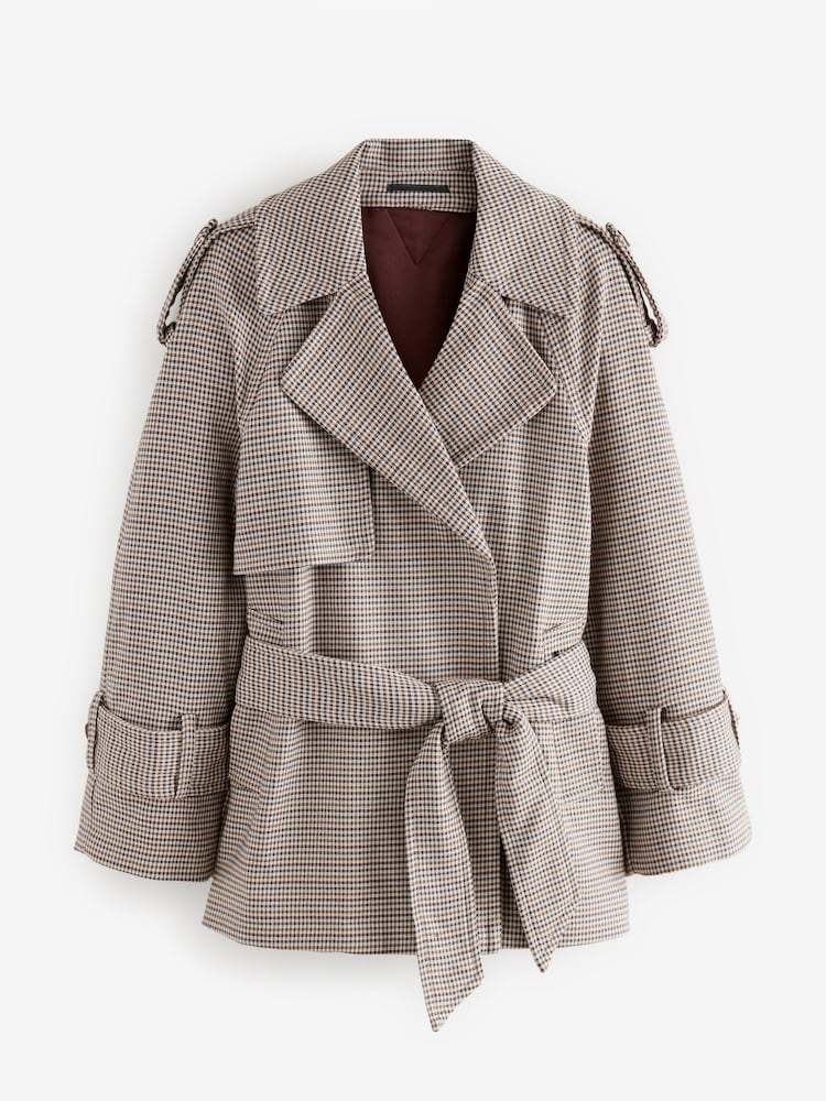 Heritage Check Short Wrap Trench Coat - Image 7 of 8