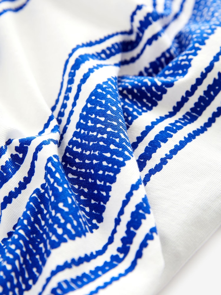 Blue and White Stripe Bandeau Summer 100% Cotton Jumpsuit - Image 7 of 7