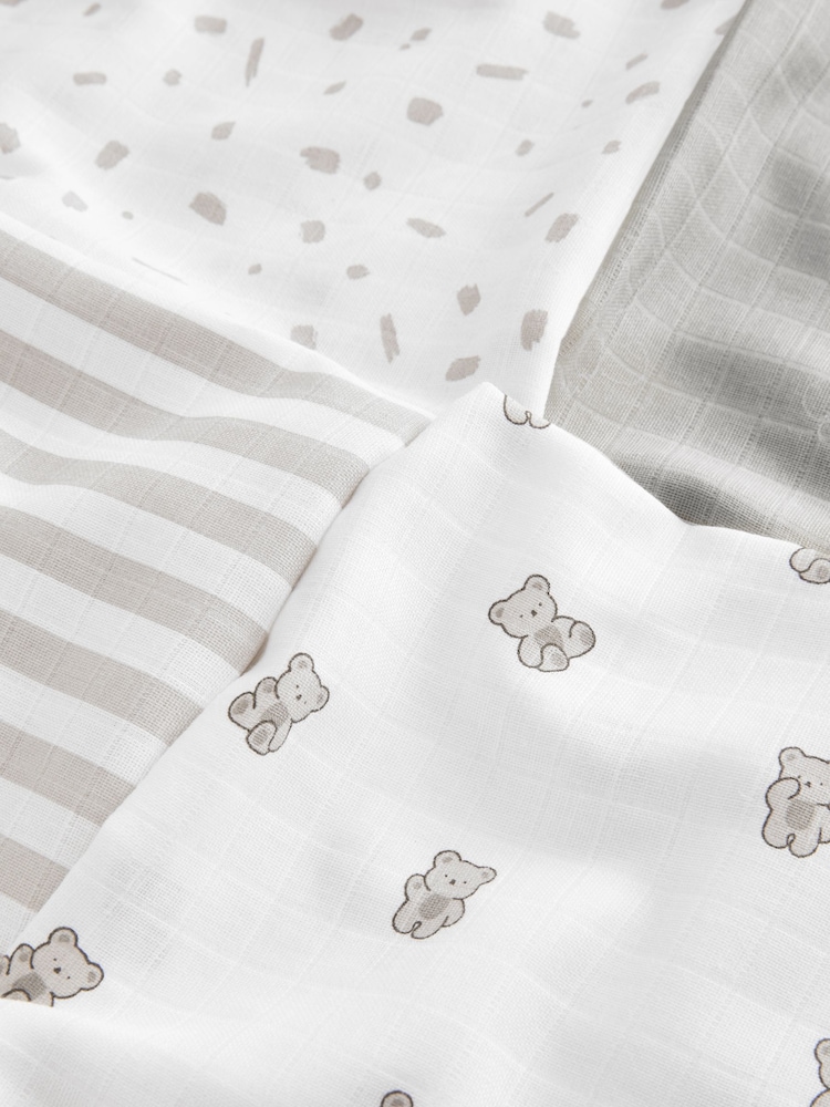 Grey Bear Baby Muslins 100% Cotton Cloths 4 Pack - Image 10 of 11