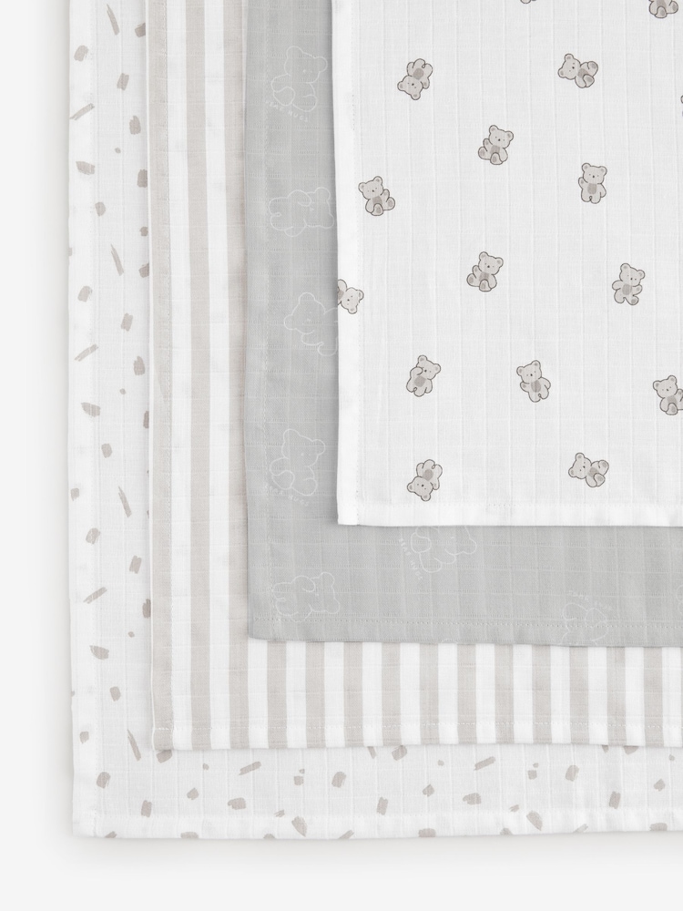 Grau mit Bärenmotiv - Baby-Spucktücher aus 100 % Baumwoll-Mussselin im 4er Pack - Bild 11 von 11 Grau mit Bärenmotiv - Baby-Spucktücher aus 100 % Baumwoll-Mussselin im 4er Pack - Bild 11 von 11