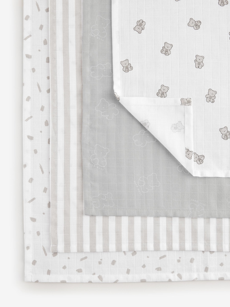 Grey Bear Baby Muslins 100% Cotton Cloths 4 Pack - Image 7 of 11