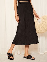 Friends Like These Black Cross Strap Studded Footbed Faux Leather Slider Sandals - Image 2 of 4