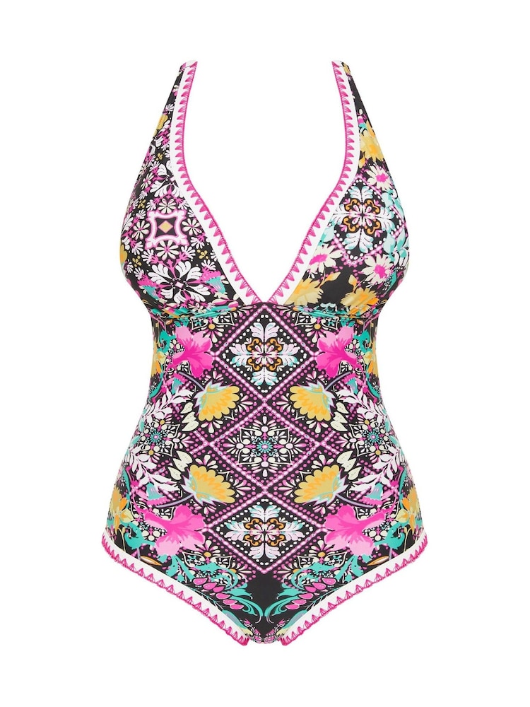 Figleaves Pink Frida Tummy Control Halter Neck Regular Length Swimsuit - Image 5 of 5