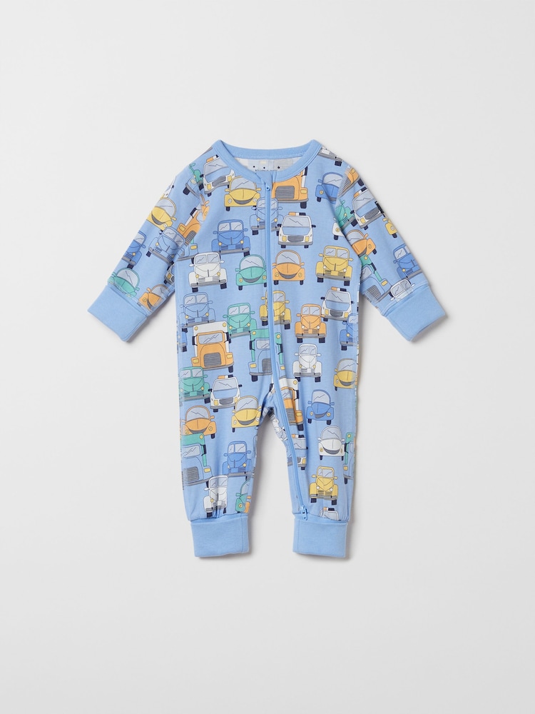 Polarn O. Pyret Blue Organic Cotton Sleepsuit - Image 1 of 3