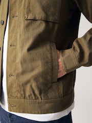 Khaki Green Textured Button Up Shacket - Image 5 of 10