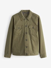Khaki Green Textured Button Up Shacket - Image 6 of 10