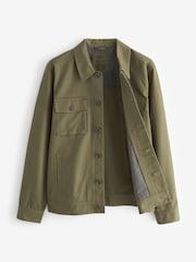 Khaki Green Textured Button Up Shacket - Image 7 of 10